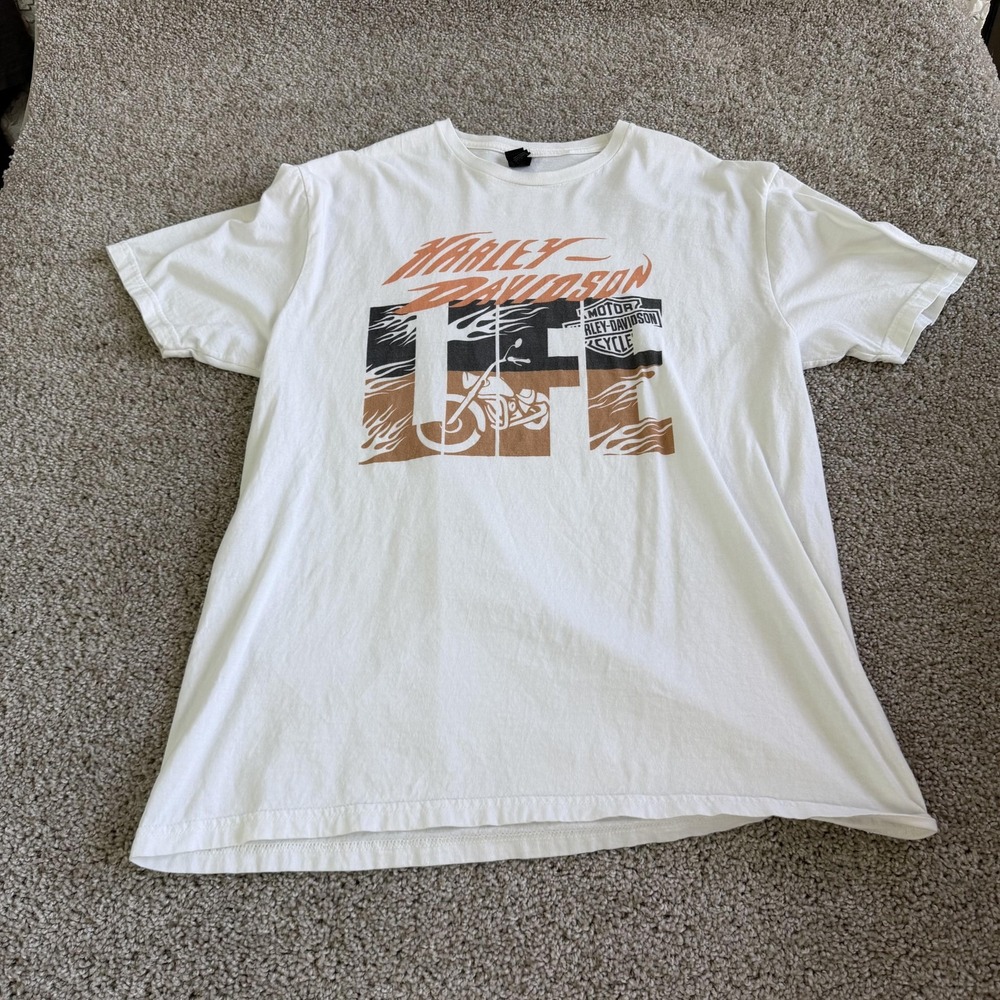 Harley-Davidson Shirt Mens Large White Gildan Softstyle Graphic Tee T-Shirt